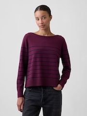 Rayas burdeos - Gap Relaxed Jersey Boatneck Jumper - Imagen 1 de 5