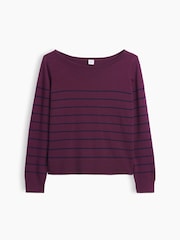 Rayas burdeos - Gap Relaxed Jersey Boatneck Jumper - Imagen 4 de 5