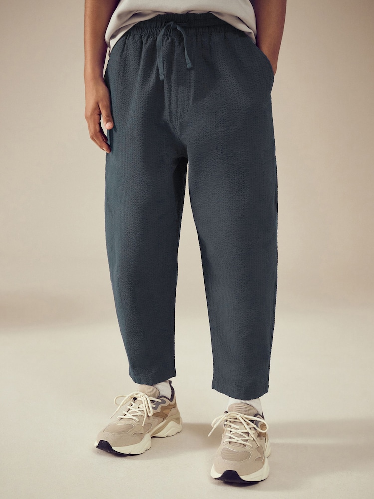 Charcoal Grey Textured Woven Pull On 100% Cotton Trousers (3-16yrs) - Image 1 of 9
