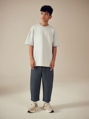 Charcoal Grey Textured Woven Pull On 100% Cotton Trousers (3-16yrs) - Image 3 of 9