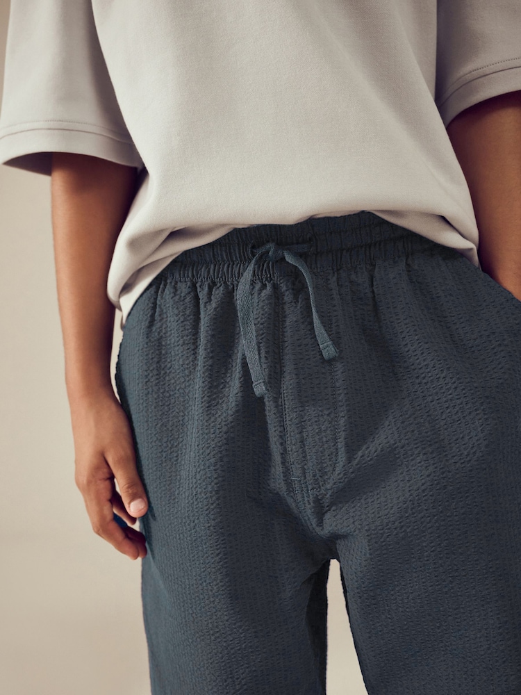 Charcoal Grey Textured Woven Pull On 100% Cotton Trousers (3-16yrs) - Image 5 of 5