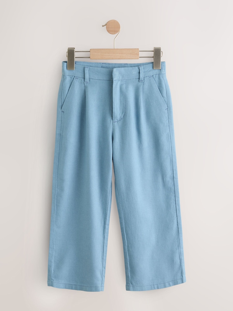 Light Blue Linen Smart Trousers (3-16yrs) - Image 1 of 4 Light Blue Linen Smart Trousers (3-16yrs) - Image 1 of 4