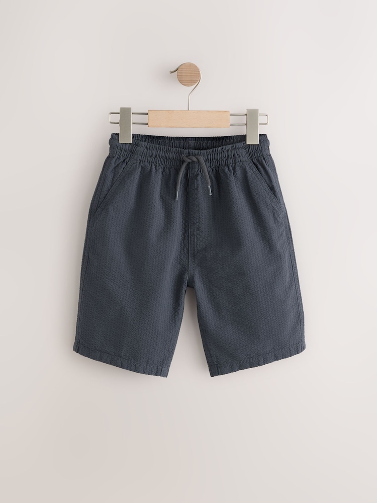 Grey 100% Cotton Textured Woven Pull On Shorts (3-16yrs) - Image 1 of 8