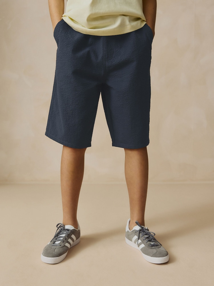 Grey 100% Cotton Textured Woven Pull On Shorts (3-16yrs) - Image 2 of 8
