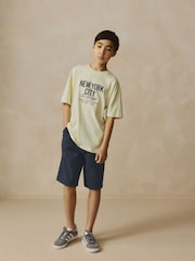 Grey 100% Cotton Textured Woven Pull On Shorts (3-16yrs) - Image 3 of 8