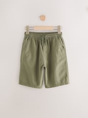 Khaki Green 100% Cotton Textured Woven Pull On Shorts (3-16yrs) - Image 1 of 9