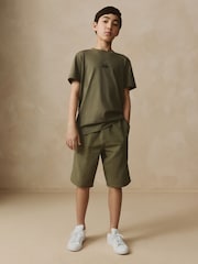 Khaki Green 100% Cotton Textured Woven Pull On Shorts (3-16yrs) - Image 3 of 9