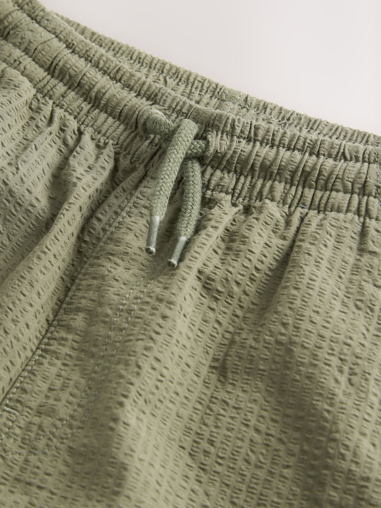 Khaki Green 100% Cotton Textured Woven Pull On Shorts (3-16yrs) - Image 9 of 9
