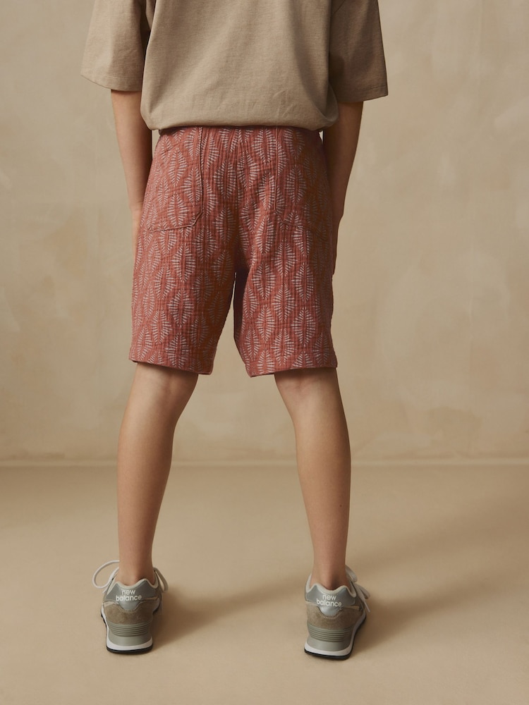 Rust Brown Abstract Textured Pull-On Shorts (3-16yrs) - Image 4 of 7