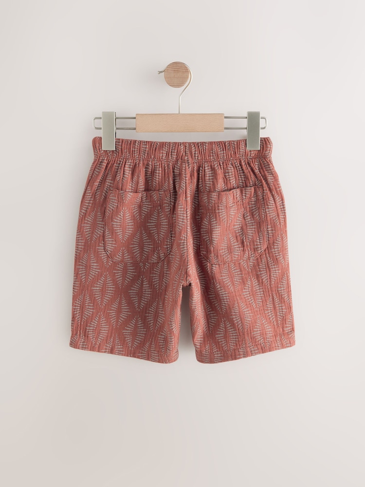 Rust Brown Abstract Textured Pull-On Shorts (3-16yrs) - Image 5 of 7