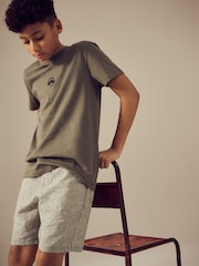 Khaki Green Stripe Single Linen Blend Pull-On Shorts (3-16yrs) - Image 1 of 8