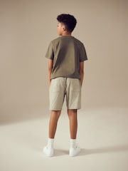 Khaki Green Stripe Single Linen Blend Pull-On Shorts (3-16yrs) - Image 3 of 8