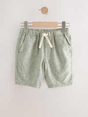 Khaki Green Stripe Single Linen Blend Pull-On Shorts (3-16yrs) - Image 5 of 8