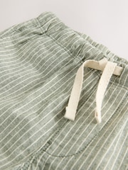 Khaki Green Stripe Single Linen Blend Pull-On Shorts (3-16yrs) - Image 7 of 8