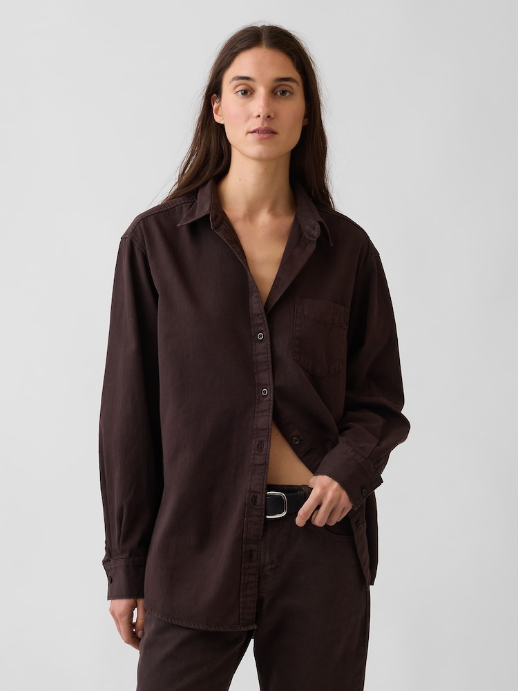 Gap Brown Denim Big Shirt - Image 1 of 5