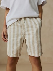 Neutral Stripe Textured Pull-On Shorts (3-16yrs) - Image 1 of 11