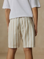 Neutral Stripe Textured Pull-On Shorts (3-16yrs) - Image 3 of 11
