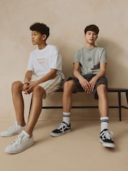 Neutral Stripe Textured Pull-On Shorts (3-16yrs) - Image 7 of 11