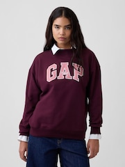 Gap Burgundy Red Oversized Logo Mock Neck Tunic Sweatshirt - Image 1 of 5
