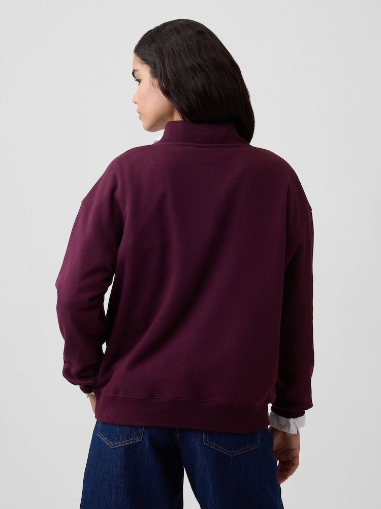 Gap Burgundy Red Oversized Logo Mock Neck Tunic Sweatshirt - Image 2 of 5 Gap Burgundy Red Oversized Logo Mock Neck Tunic Sweatshirt - Image 2 of 5