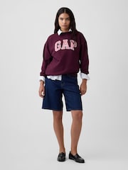 Gap Burgundy Red Oversized Logo Mock Neck Tunic Sweatshirt - Image 3 of 5