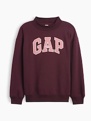 Gap Burgundy Red Oversized Logo Mock Neck Tunic Sweatshirt - Image 5 of 5