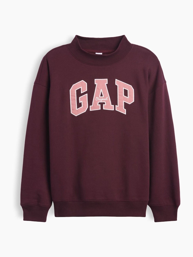 Gap Burgundy Red Oversized Logo Mock Neck Tunic Sweatshirt - Image 5 of 5 Gap Burgundy Red Oversized Logo Mock Neck Tunic Sweatshirt - Image 5 of 5