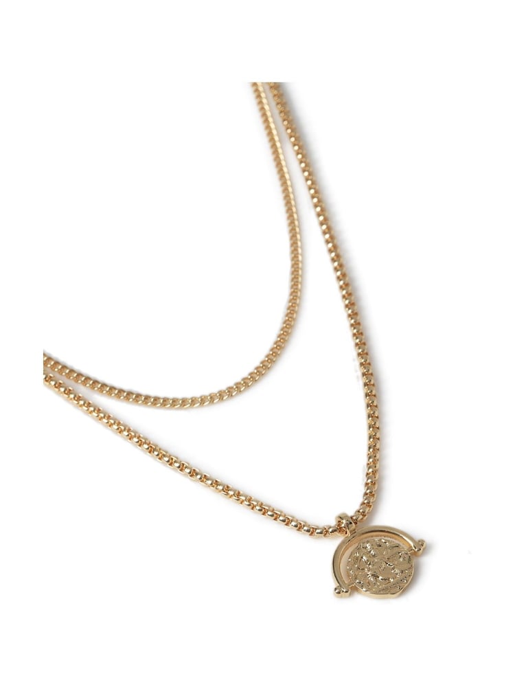 DCK Mens Yellow Gold Tone Premium Engraved Pendant Necklace - Image 2 of 2