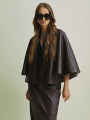 Florere Leather Cape-Sleeve Jacket - Image 1 of 7