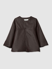 Florere Leather Cape-Sleeve Jacket - Image 2 of 7
