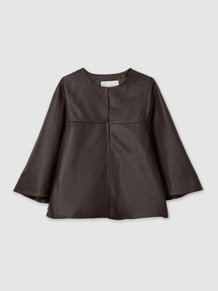 Florere Leather Cape-Sleeve Jacket - Image 2 of 7
