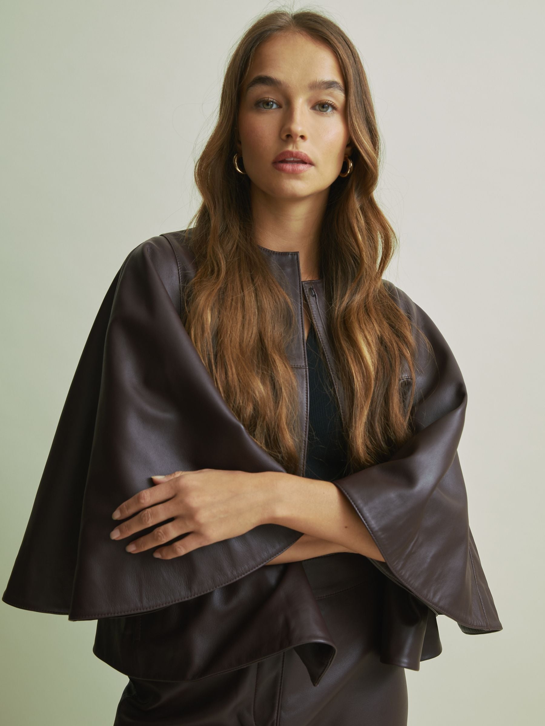 Buy Florere Leather Cape-Sleeve Jacket from Next USA