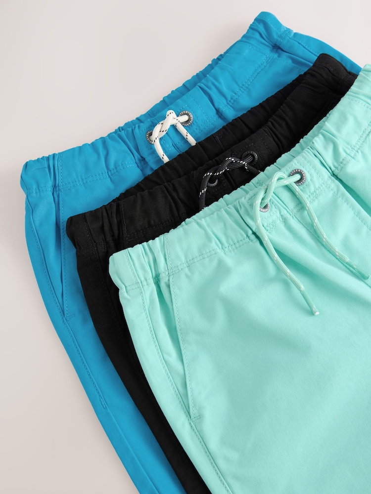 Teal/Cobalt/Black 3 Pack Pull-On Shorts (3-16yrs) - Image 6 of 7
