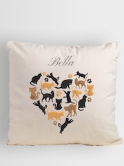 Personalised Cat Heart 100% Cotton Cushion by RUFF - Image 1 of 3