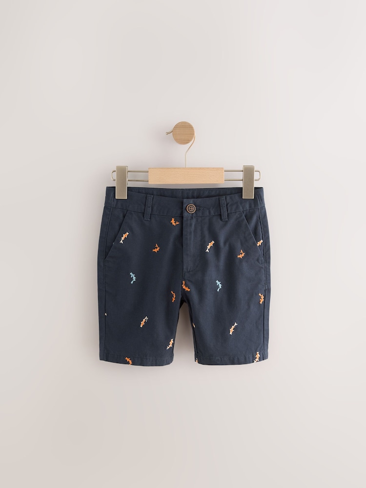 Navy Embroidered Chino Shorts (3-16yrs) - Image 1 of 4