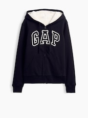 Gap Black Relaxed Logo Sherpa-Lined Zip-Up Hoodie - Image 5 of 5