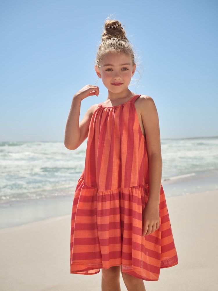 Red/Orange Stripe Summer Dress (3-16yrs) - Image 1 of 7