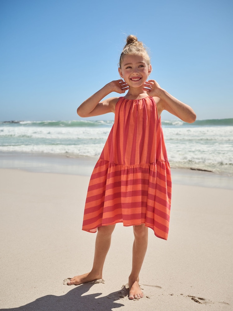 Red/Orange Stripe Summer Dress (3-16yrs) - Image 2 of 7