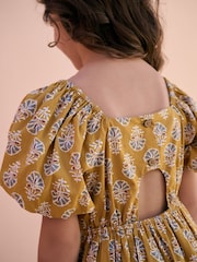 Yellow Printed Puffball Summer Dress (3-16yrs) - Image 4 of 8