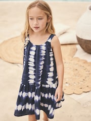 Blue Tie-dye Summer Dress (3-16yrs) - Image 2 of 7