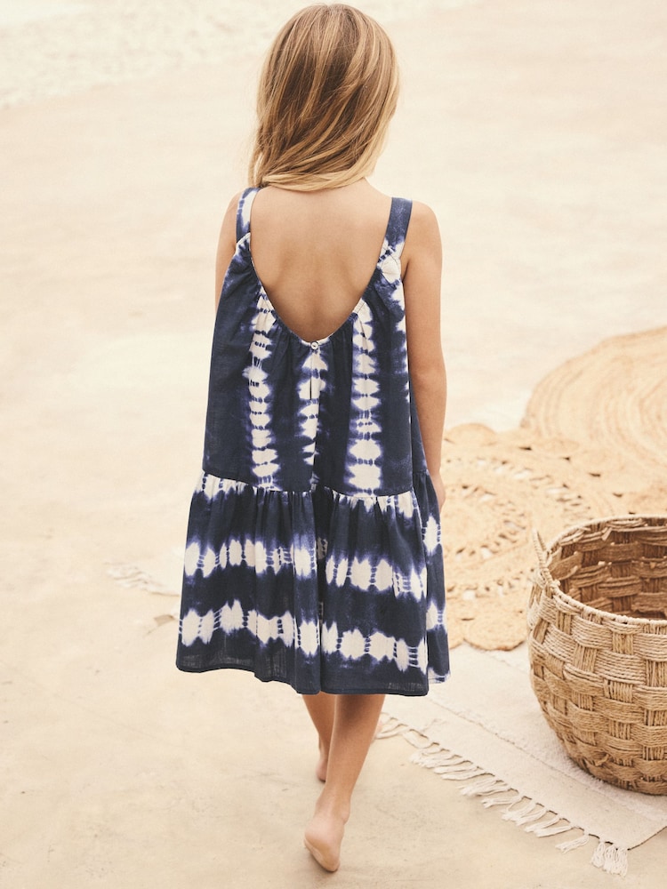 Blue Tie-dye Summer Dress (3-16yrs) - Image 3 of 7