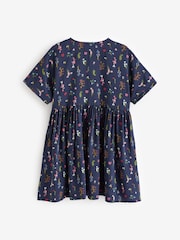 Navy Blue Floral Button Summer Dress (3-16yrs) - Image 5 of 7