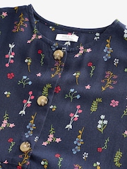Navy Blue Floral Button Summer Dress (3-16yrs) - Image 6 of 7