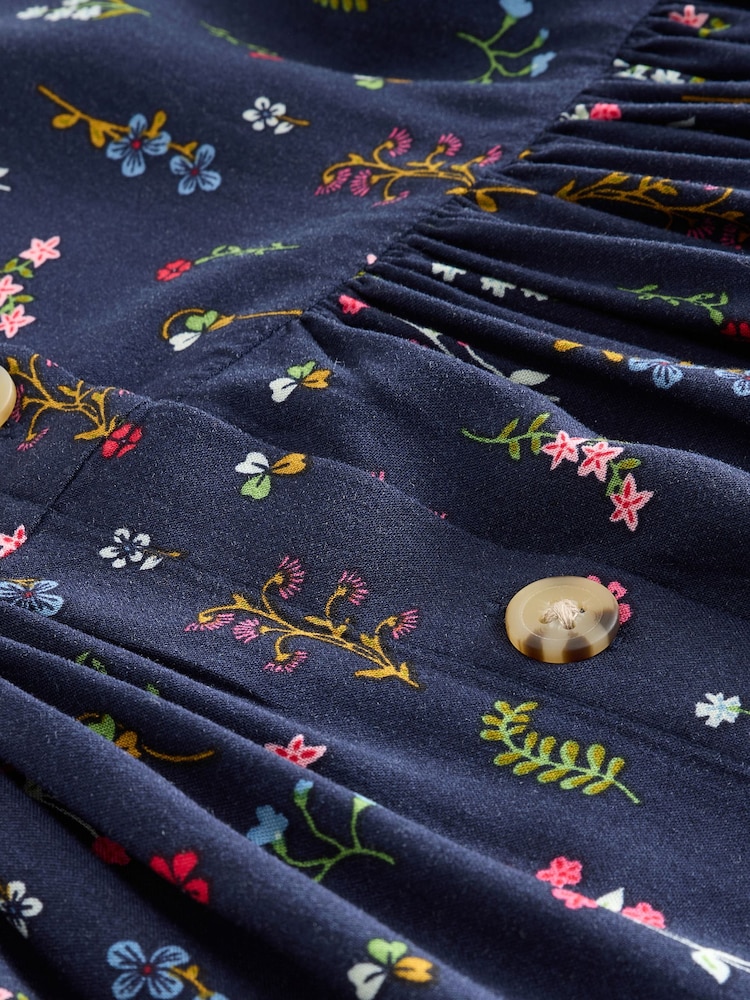 Navy Blue Floral Button Summer Dress (3-16yrs) - Image 7 of 7