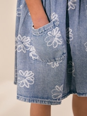 Blue Denim Flower Print Button Dress (3-16yrs) - Image 4 of 8