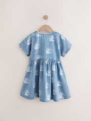 Blue Denim Flower Print Button Dress (3-16yrs) - Image 6 of 8