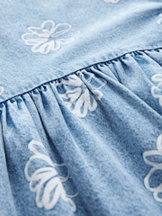 Blue Denim Flower Print Button Dress (3-16yrs) - Image 8 of 8