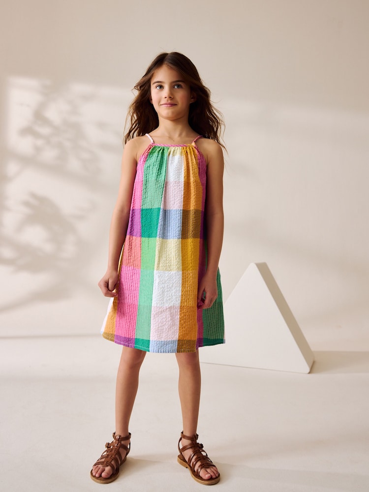 Regenbogen/Karos - Sommerkleid aus 100 % Baumwolle (3-16Jahre) - Bild 2 von 8 Regenbogen/Karos - Sommerkleid aus 100 % Baumwolle (3-16Jahre) - Bild 2 von 8