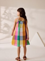 Rainbow Check 100% Cotton Summer Dress (3-16yrs) - Image 3 of 8