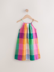 Rainbow Check 100% Cotton Summer Dress (3-16yrs) - Image 5 of 8
